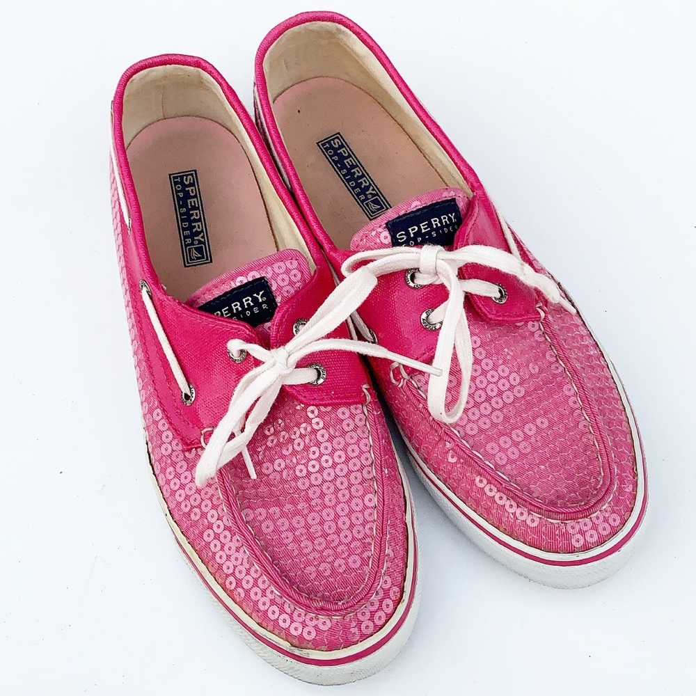 Sperry Pink Sequin Boat Shoes